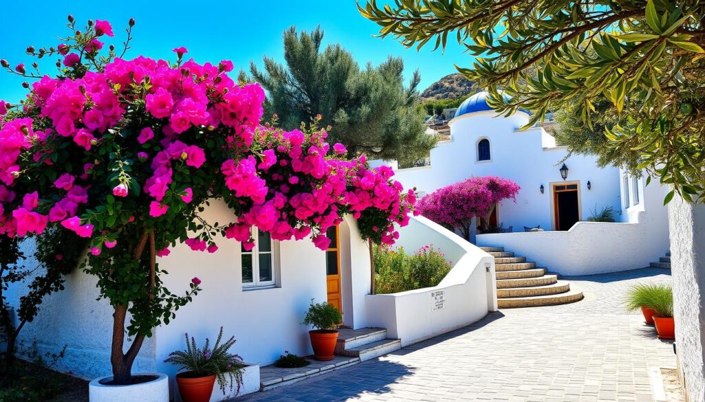 Traditionelles weißes Haus in griechischen Dörfern