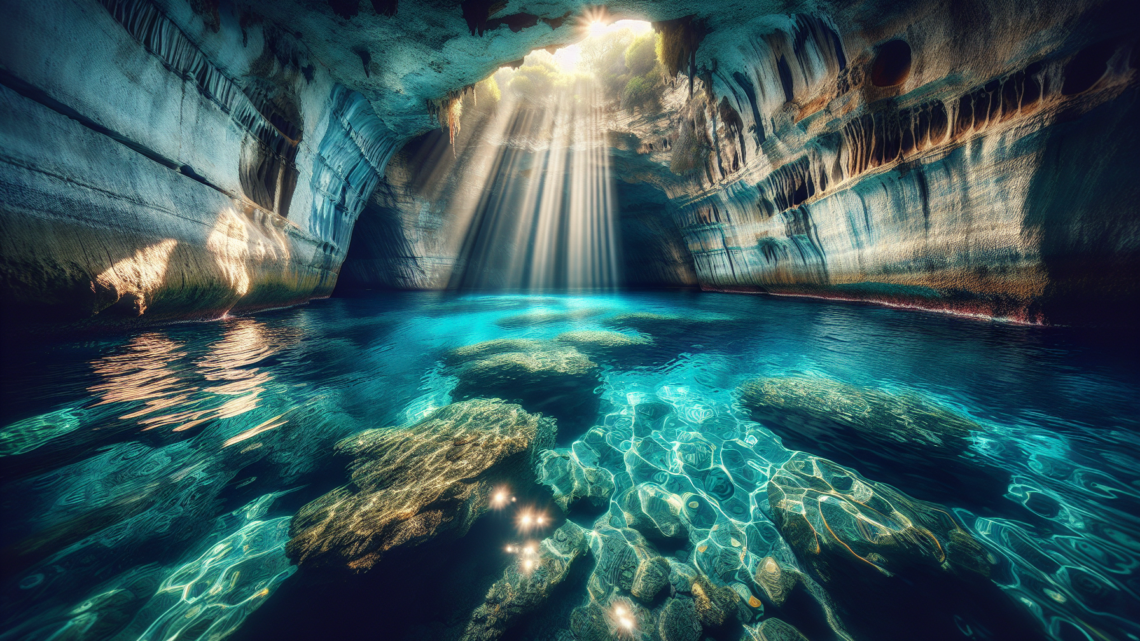 Fotografieren der leuchtenden Wasseroberfläche in den Meereshöhlen von Paxos