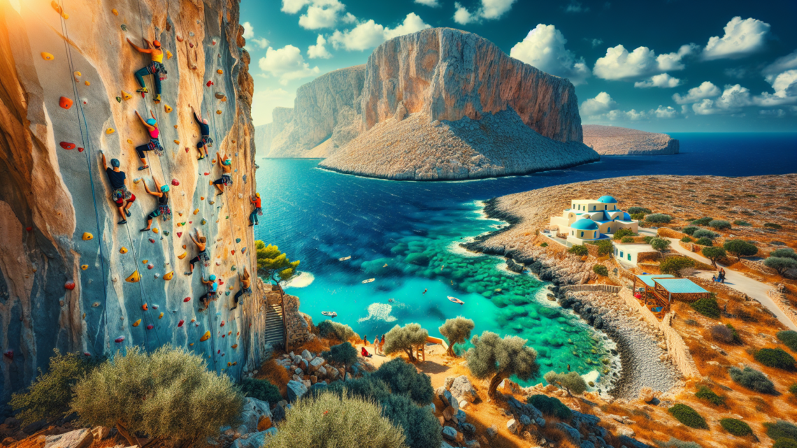 Klettern an den weltberühmten Kalksteinklippen von Kalymnos