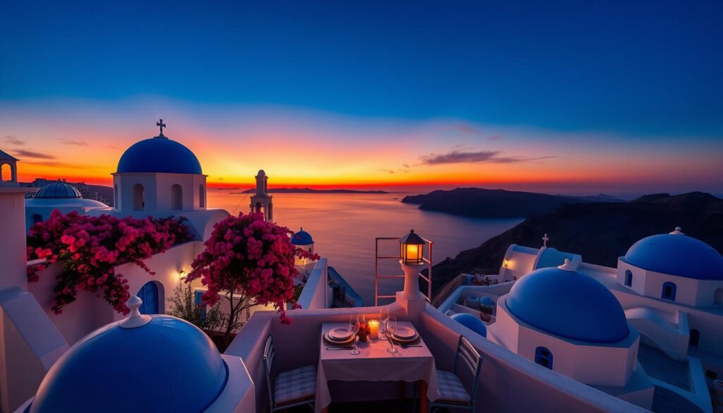 Romantische Flitterwochen in Santorini