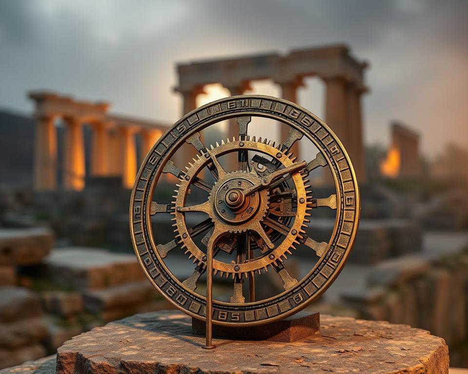 Antikes Zahnradsystem des Mechanismus von Antikythera Antikes Zahnradsystem des Mechanismus von Antikythera