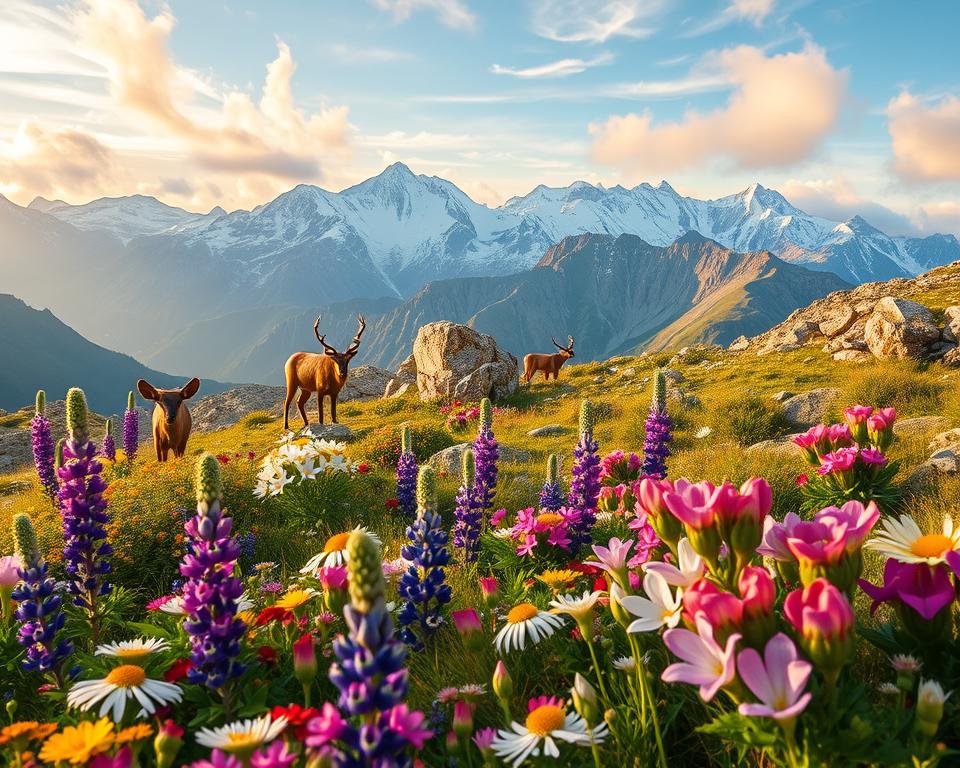 Olymp alpine Pflanzen und Wildtiere