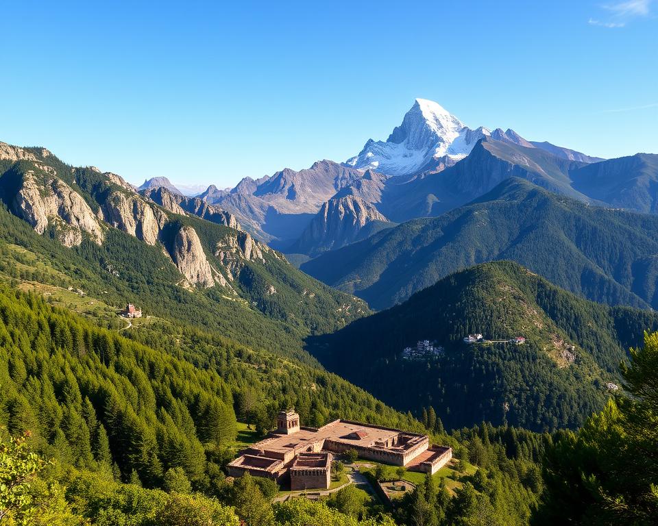 Olymp in der griechischen Landschaft von Thessalien