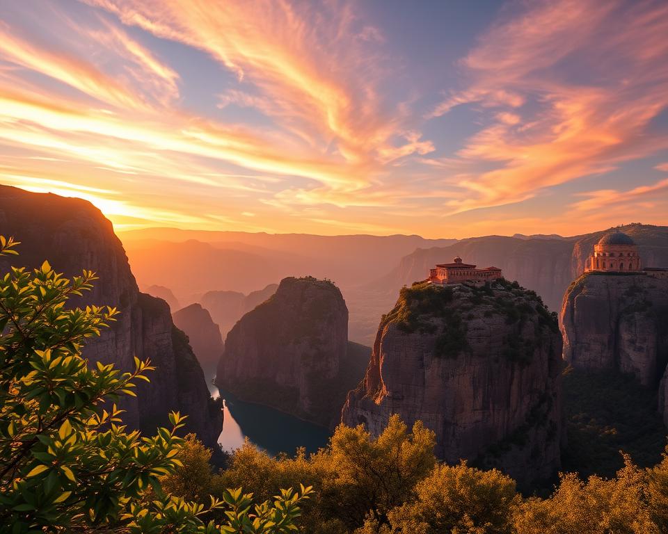 Meteora Sonnenuntergang Aussicht Meteora Sonnenuntergang Aussicht