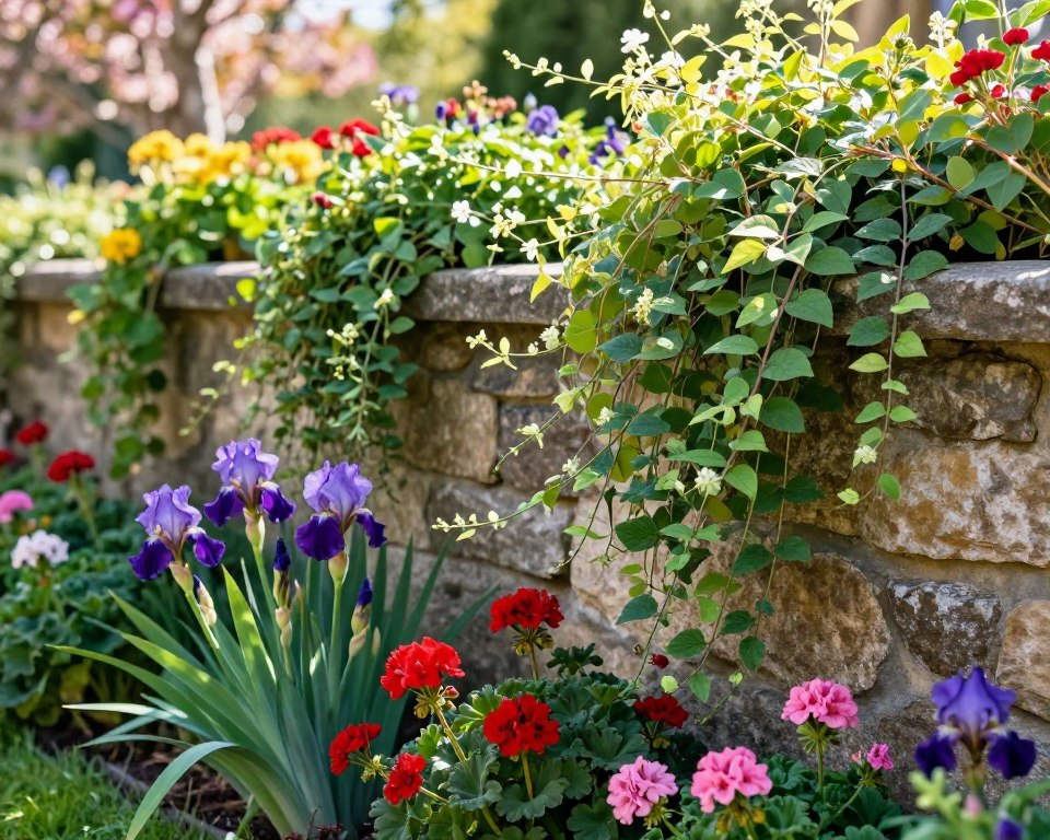 Blühende Mauerpflanzen Gestaltung