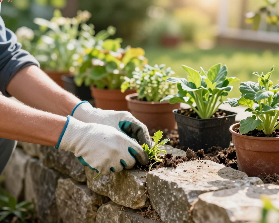 Vorbereitung von Mauerfugen für Bepflanzung