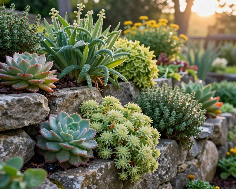 Winterharte Fugenpflanzen in Gartenmauern